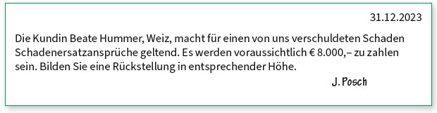 Ü 6.1 Rückstellungen bilden und auflösen, Erfolgsauswirkung | H5 Exercise
